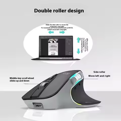 Acer Omr225 Gamer Mouse 3mode Bluetooth Wireless Mouse Dual Scroll Ergonomic Mouse Custom Programmin