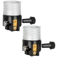 2 Pack UL Listed E26/E27 Light Socket Replacement with ON/Off Switch Knob, Lamp Repair Kit for Table