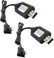 FainWan 2Pack 7.4V / 2 x 3.7V 400mA USB Charger Cable with -4P 4 pin Plug Compatible with Old Versio