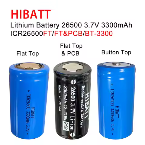 HIBATT Lithium Battery ICR26500 Cell Rechargeable C Size 3300MAH 3.7V Replace ER26500 3.6V For Gas S