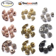 Beebeecraft 8~10pcs Rack Plating Brass Cubic Zirconia Beads Long-Lasting Plated Round Rose Gold for DIY Jewelry Making