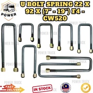 U BOLT SPRING 22 X 92 X (7" - 19'') F4 - WITH 22 X 1.5 HIGH NUT - FOR NISSAN T931/FV313/ CW520