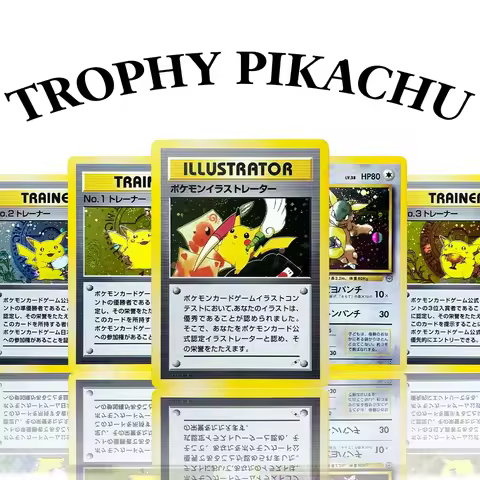 PKM 1998 DIY Japanese PTCG Proxy Game Cards Pikachu Illustrator Classic cards Pikachu NO.1/2/3 Troph