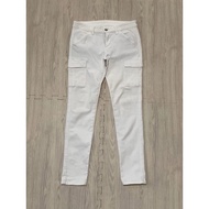 Uniqlo ️Cargo Pants Skinny Fit Y White Stretch Denim Sz 61 cm. Waist 28 Ss 34 Length 34 Crotch 11 5 
