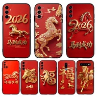 Fashion TPU black silicone phone case May you achieve success in 2026!（K-10） for Samsung A14 A15 A16