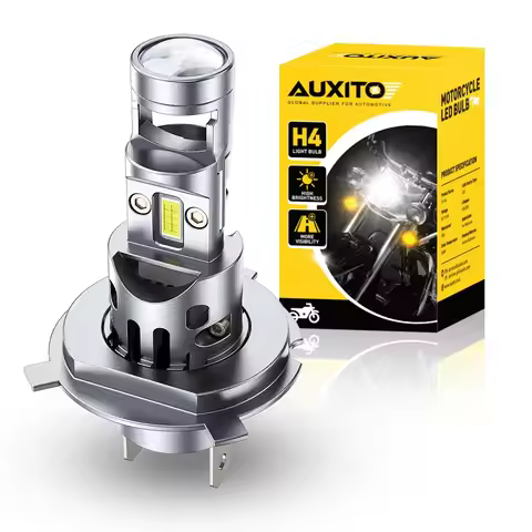 1Pcs AUXITO H4 LED Motorcycle Headlight Bulbs H4 LED Moto Light Hi Lo Beam Mini Projector Lens For Y