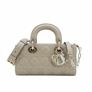 Dior 展示品 Lady D-Joy 籐格紋羊皮橫式二用包-中(沙色)