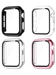 4入組玻璃鋼類防摔手錶外殼,防摔時尚保護殼。兼容apple Watch 38/40/41/42/44/45/49mm和apple Watch系列ultra/se/9/8/7/6/5/4/3/2/1, 智能手錶配件