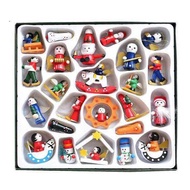 HAPPY TIME-24PCS Christmas Decorations Christmas Wooden Small Pendant Hand-Painted Puppet Christmas