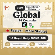Global 24 Countries eSIM | Asia | Middle East | High Speed Unlimited Data | Instant Delivery | Globa