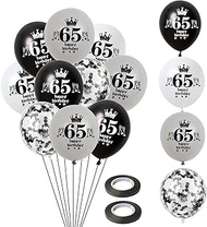 Balloon 65th Birthday Man Women Decoration 32 Pieces Black Silver White Balloons 65th Birthday Decor