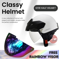 (FREE RAINBOW VISOR ) X-DOT G118 Libero Plain Half Helmet Vespa Scooter Helmet Cruiser Separuh 1/2 H