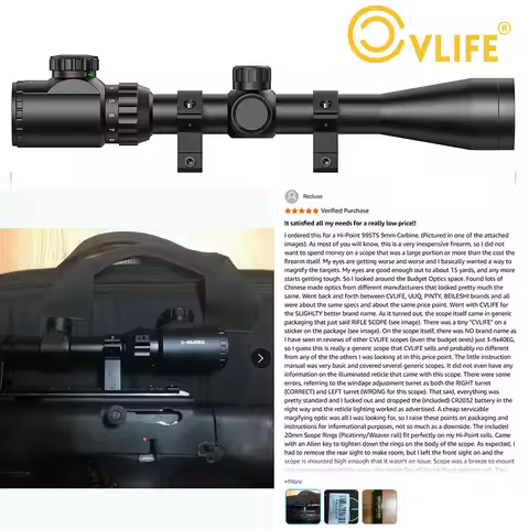 CVLIFE 3-9x40 Rifle Scope Red and Green Illuminated Optical Riflescope with 1 inch Tube Scope For Hu
