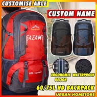 UBH (Free Name) Beg Hiking backpack Bag pack hiking 60L/75L waterproof Comfort strap Sport Travel Ca