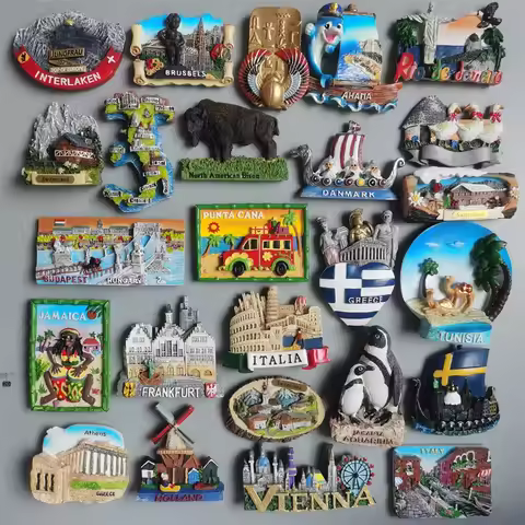 Italy Switzerland Interlaken Jakarta Punta Cana Creece Stockholm Fridge Magnets Tourist Souvenirs Ma