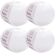 YarnArt Baby Cotton Yarn 4-Pack – Soft Knitting Yarn for Baby & Summer, 50% Cotton 50% Acrylic, 1.76