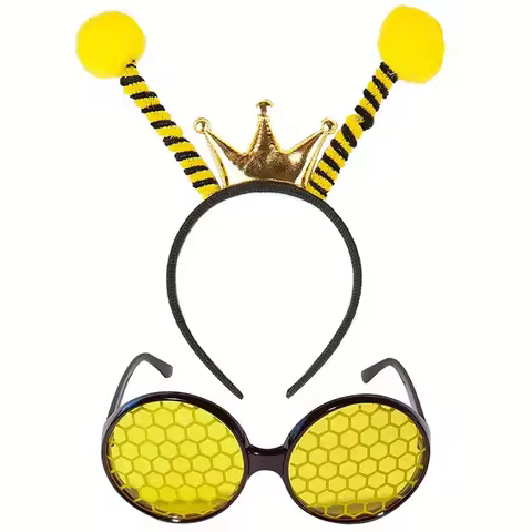 Cosplay Party Bee Headband and Glasses Bee Antenna Headband with Bee Sunglasses Bee Costume Accessor