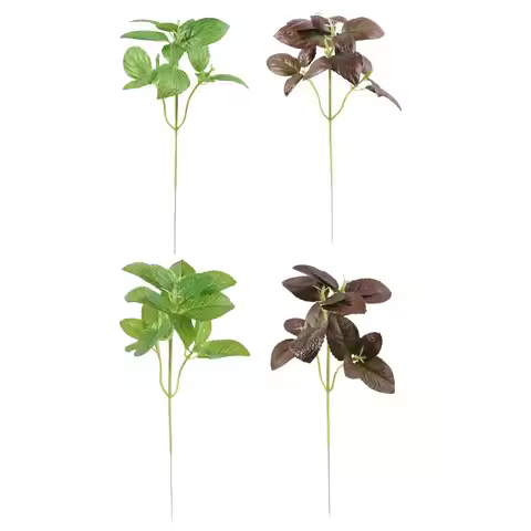 4 Pcs Artificial Plant Decoration Faux Greenery Arrangement Indoor Plants Plastic Leaves Green Mint 
