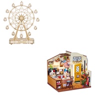 Rowood 3D Wooden Puzzle for Adults, DIY Miniature Dollhouse Kits, Homey Kitchen Bundle Ferris Wheel,