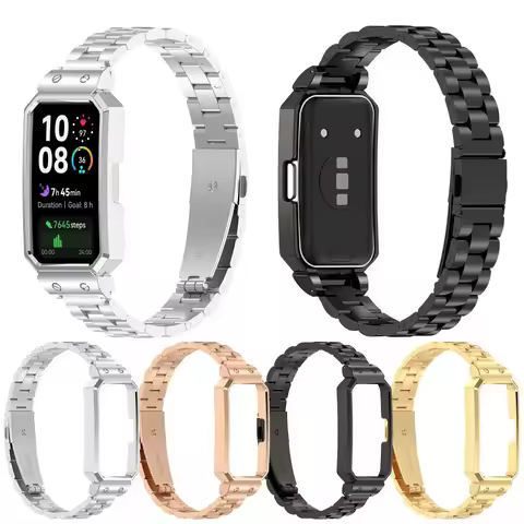 Stainless Steel Strap For Huawei Band10 9 8 Metal Bracelet Replacement Watchband Protective Frame fo