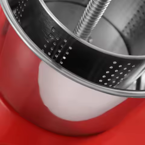 3L Stainless Steel Manual Fruit Juice Press, Silver Red T-Handle Barrels Press Machine, Steel Base P