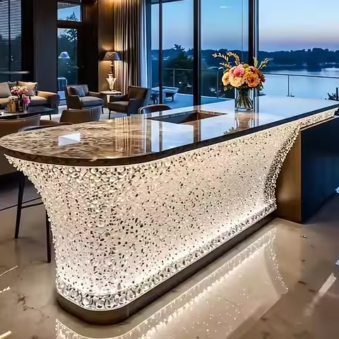 *High End Light Luxury Transparent Resin Hotel Front Desk Restaurant Villa Kitchen Luminous Crystal 