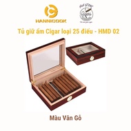 Hộp ủ Cigar - Tủ bảo quản Xì Gà 25 điếu - Gỗ Tuyết Tùng ba màu sang trọng - HMD02 - H2H Phụ Kiện Cig