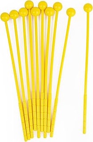 AUEAR, 10 Pack Plastic Bell Mallets Solid Drum Percussion Sticks for Drum Chime Xylophone 12Inch Yellow