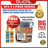 DUCAL OTX SEMI SYN ENGINE OIL 10W40 8 Litres API SN/CI4 (FREE ENGINE FLUSH & OIL TREATMENT)MINYAK HI