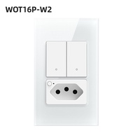 Công Tắc Và Ổ Cắm Thông Minh WiFi AVATTO Tuya Chuẩn Brazil Mặt Kính 4x2 1/2 Nút Hoạt Động Với Alexa 