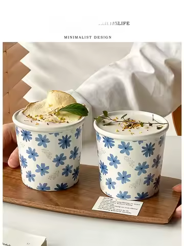 Tlife Tower Vintage Exquisite Coffee Cup Small Handheld Mug Ceramic Cup without Handle Floral Patter