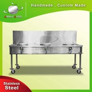 Handmade Stainless Steel Kitchen Three Burner Gas Stove/Dapur Gas Stainless Steel 3 Burner/Kwali Ran