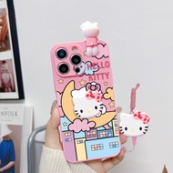 Huawei P10 Lite P10 P10 Plus P20 P20 Pro P30 P30 Pro P30 Lite Nova 4e P40 P20 Lite Nova 3e P40 Pro 3D Hello Kitty Pink Phone Case Soft Cover with Holder Stand Lanyard
