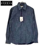 Glanshirt 5XGA00 G6681 เสื้อเชิ้ตแขนยาวลายทางผ้าคอตตอน สีฟ้า ไซส์ 40 (สินค้ามือสอง)