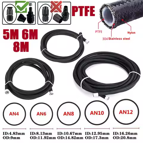 5M/6M/8M 3AN 4AN 6AN 8AN 10AN 12AN PTFE E85 Universal Racing Fuel Hose Oil Line Pipe Brake Tube Nylo