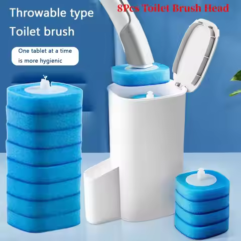 8Pcs Toilet Brush Head For Wands Replacement Refills Bathroom Bowl Cleaning Wand Kit for Cleaning Hy