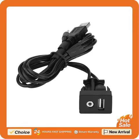 3.5mm AUX Cable Car Boat Dash Flush Mount USB Port Lead Mounting Panel 3.5mm AUX Extension Mount 3.5