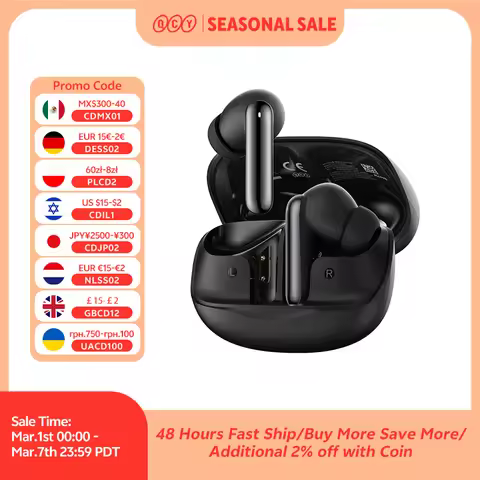 QCY Melobuds N50 ANC Bluetooth 5.4 Wireless Earphones Active Noise Cancellation 6 Mics Clear Call Ea