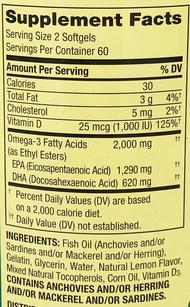 Spring Valley Omega 3 Fish Oil Maximum Care 2000mg Lemon 120 Softgels