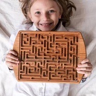 Perfeclan Labyrinth Game Challenging Education Game Brain Teaser Puzzle Logical Game Puzzle Game Wooden Labyrinth Board Game for Kids, Teens