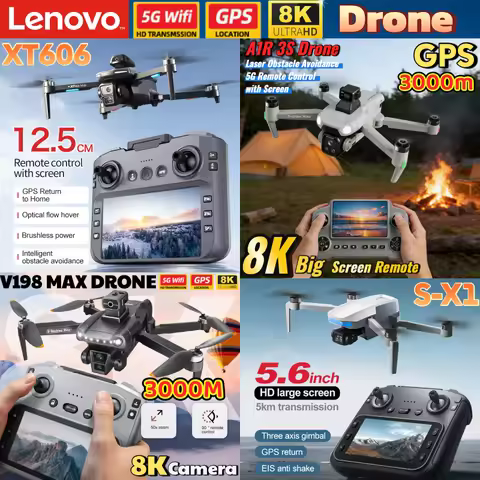 Lenovo Drone True GPS 8K Camera V198 MAX XT606 A1R S-X1 Remote Control WIFI RC Quadcopter Obstacle A