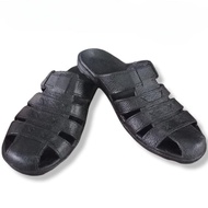 Sandal Selop Karet Pria Dewasa Sepatu Sendal Slop Cowok Ukuran 40-Hitam