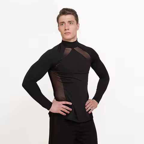 New Arrival Latin Dance Shirts For Males White Black Color Modal Shirt Classical Men Chacha Professi