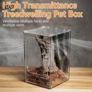 CEASI 1Pcs Reptile Feeding Box, Breathable Acrylic Ecological Desert Landscaping Box,  High Transpar