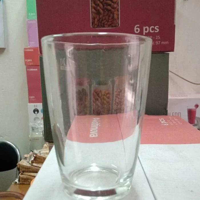 Gelas Minum Air Murah Model Unik Elegan Beling Kaca Bening 250ML Drink Glass Kecil Cafe Resto Saji L
