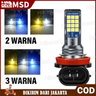 Bohlam Lampu LED H11 H8 H16 Fog Lamp Foglamp Lampu Kabut Mobil 24SMD Kuning Putih Biru 3 Warna
