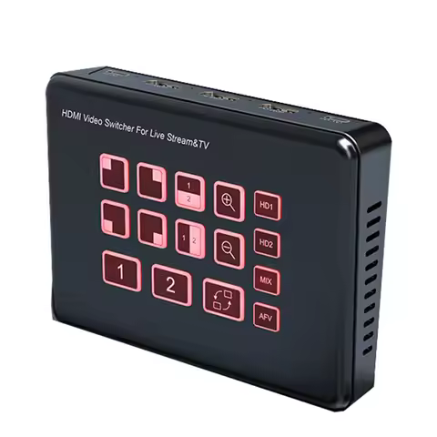 Dual HDMI Live Streaming Video Switch 2-CH Live Broadcast Camera Video Mixer Switcher USB C Record w
