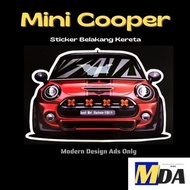 (MINI - COOPER) Sticker of Car Backside, Sticker Belakang MINI COOPER, Custom No. Plat, Color.-- [1p