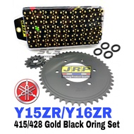 JRP Sprocket Set Yamaha Y15ZR Y16ZR FZ150 ORING Rantai 415 GOLD BLACK Chain 428 Black Steel R37T-46T