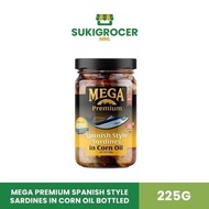 Mega Premium Spanish Style Sardines in Corn Oil Bottled 225G